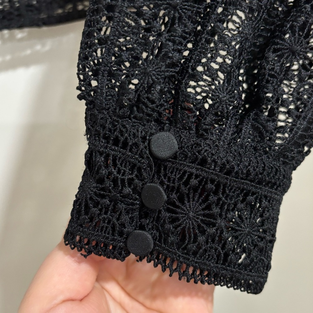 All Saints Black Lace Long Sleeve Blouse Sz 8 - Picture 7 of 8